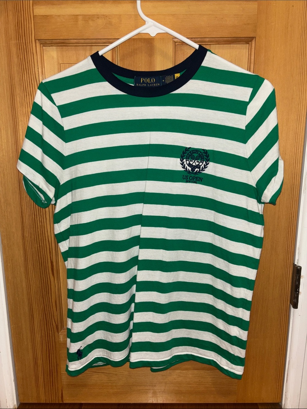 Polo by Ralph Lauren Green & White Striped US Open Tee